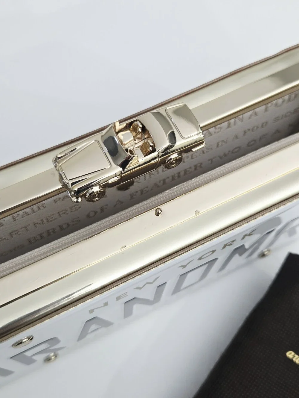 KATE SPADE WEDDING BELLES MR AND MRS LICENSE PLATE CLUTCH CROSSBODY CHAIN BAG